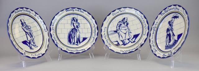 Lot 280: 4 Bristol Semi Porcelain Charles Dickens Plates