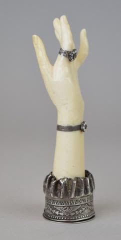Lot 316: Figural Silver & Bone Snuff Box