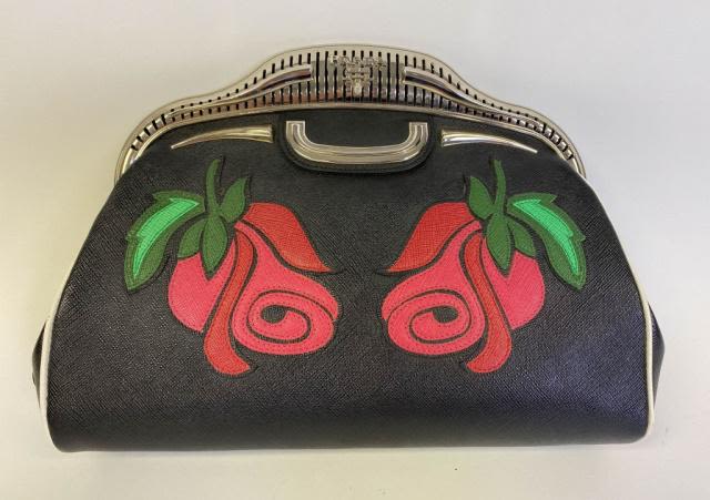 Lot 214: Prada Double Rose Saffiano Clutch Handbag