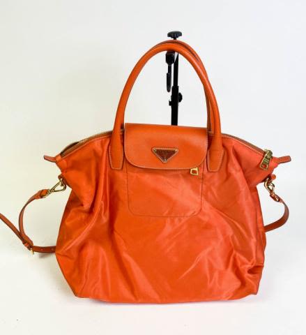 Lot 215: Prada Orange Tessuto+Saffiano Satchel