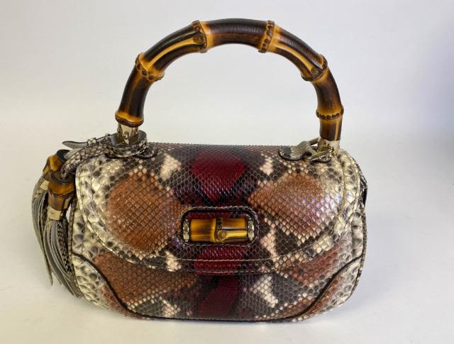 Lot 224: Gucci Python Snakeskin Purse