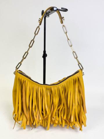Lot 225: Yellow Carolina Herrera Fringe Leather Bag