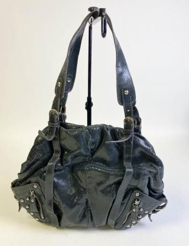Lot 244: HYPE Green Snakeskin Shimmer Leather Satchel