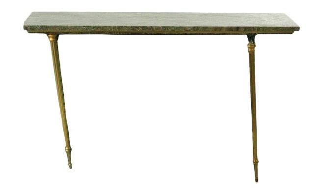 Lot 153: Marble Console Table with 2 Brass Legs