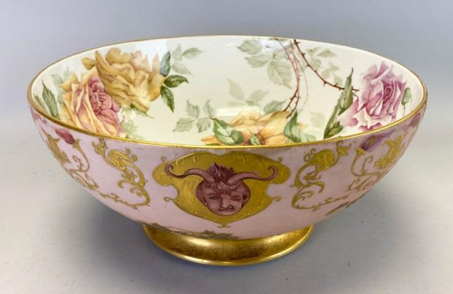Lot 185: Jean Pouyat Limoges Porcelain Punch Bowl