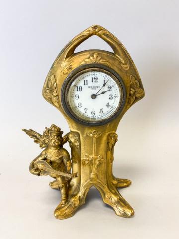 Lot 188: Gilt Art Nouveau Dresser Clock