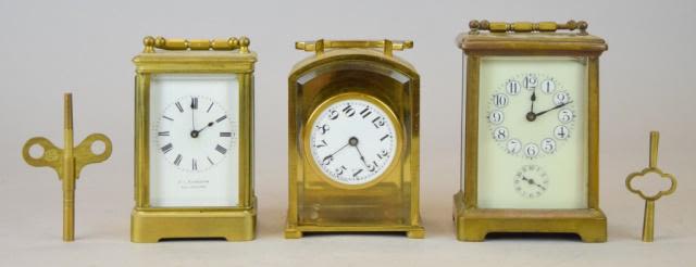 Lot 203: 3 Brass Carriage Clocks