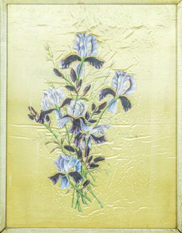 Lot 220: Framed Painted Flowers on Silk