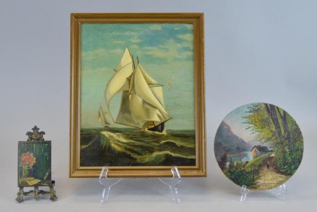 Lot 232: Grouping of Three Oil Paintings