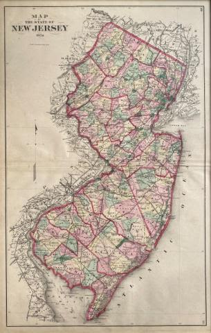 Lot 237: State of NJ Map - 1874