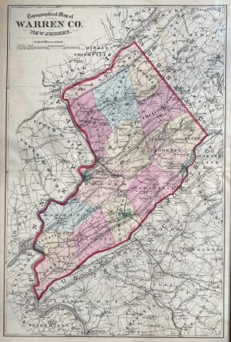 Lot 241: Topographical Map of Warren County NJ