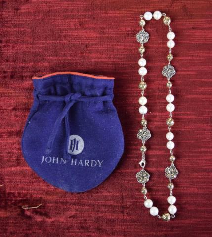 Lot 257: John Hardy Sterling Silver 18K Gold Pearl Necklace