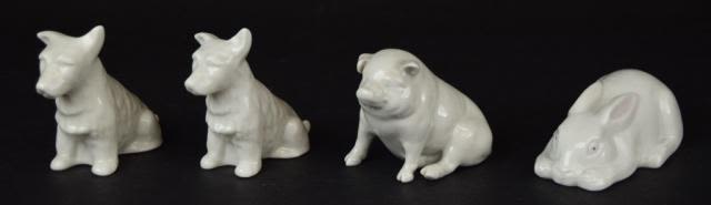 Lot 303: 4 Irish Belleek Porcelain Animal Figurines