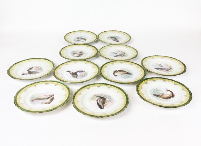 Lot 319: Set of 11 Royal Vienna Porcelain Fish Plates