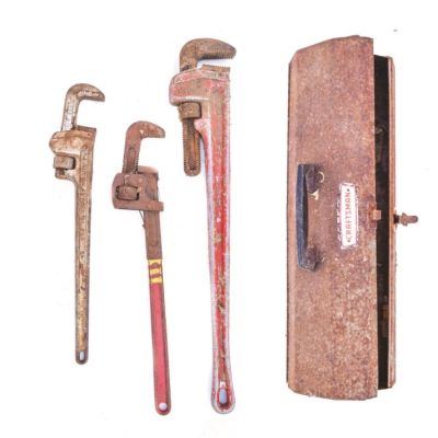 Lot 1 - 3 Large Wrenches & Craftsman Toolbox