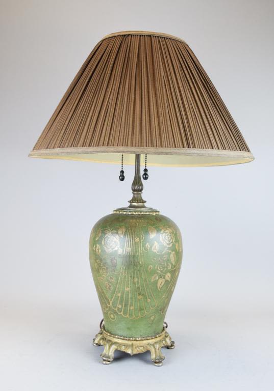 Lot 209: Crest Co. Patinated Metal Lamp