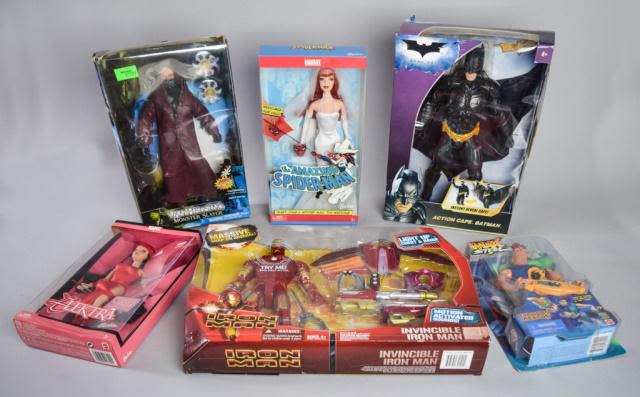 Lot 457: Batman Iron Man Electra Figures New In Boxes