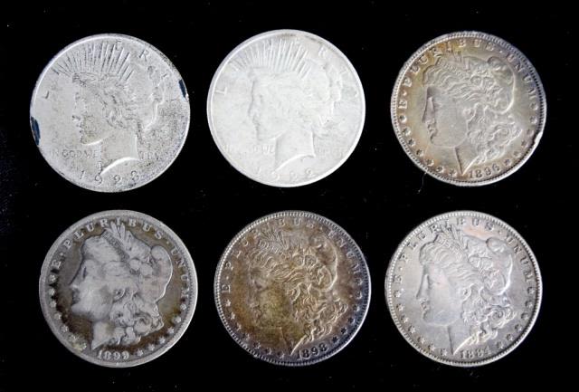 Lot 496: 6 Morgan Silver Dollars