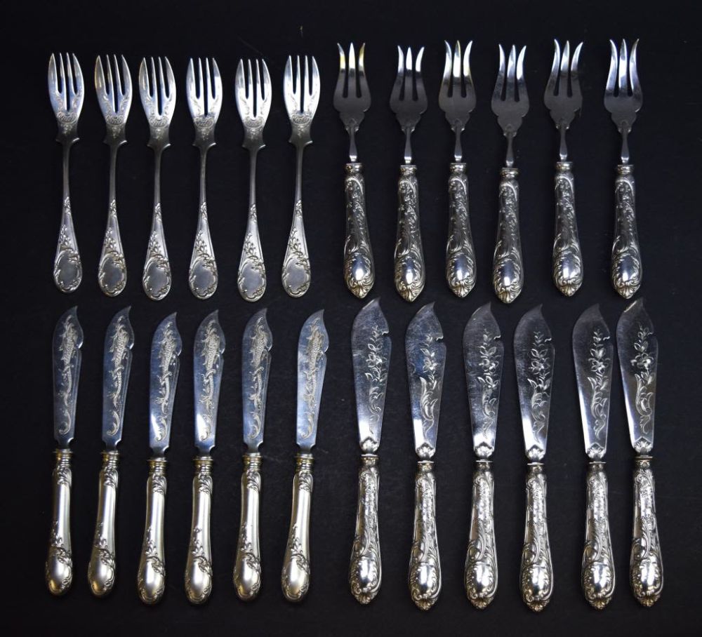 Lot 153: 2 Silver Fish Sets