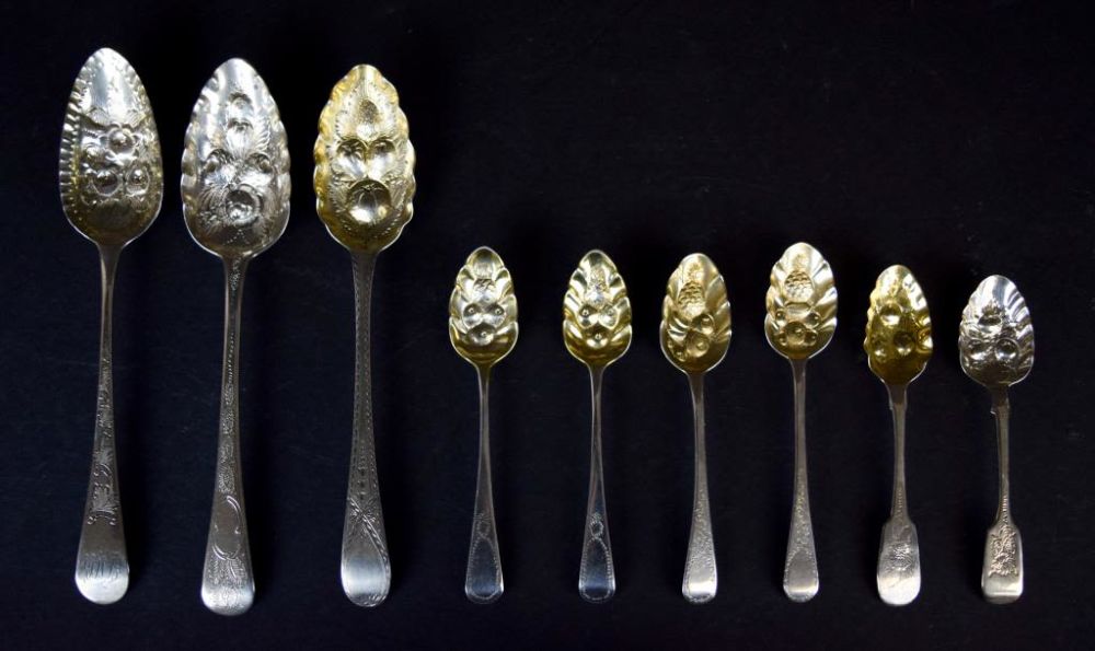Lot 157: Irish & English Sterling Berry Spoons