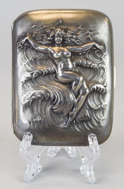 Lot 164: Unger Brothers Art Nouveau Sterling Cigarette Case