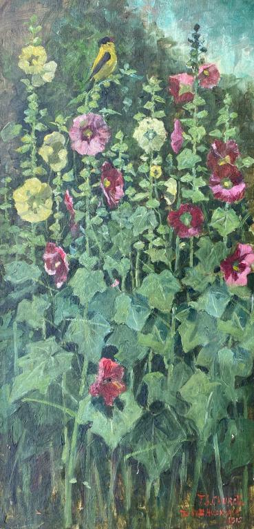 Lot 172: Oil on Canvas Frederick Stuart Church "Hollyhuck"