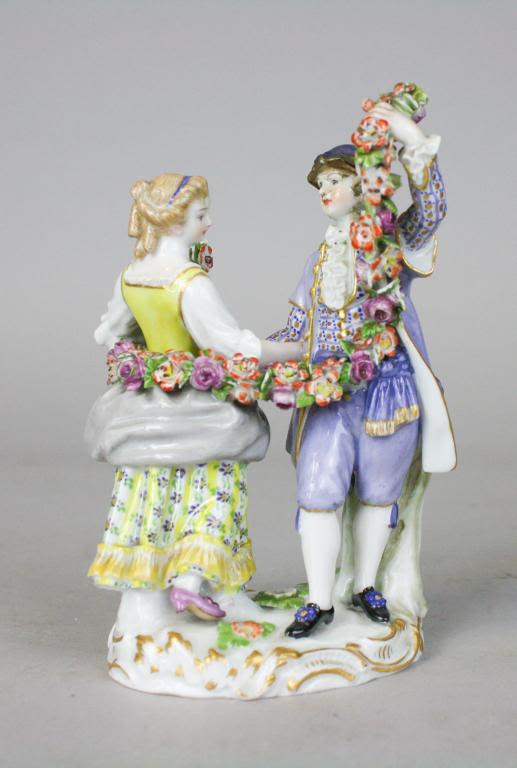 Lot 208: Meissen Porcelain Figurine Couple With Garland