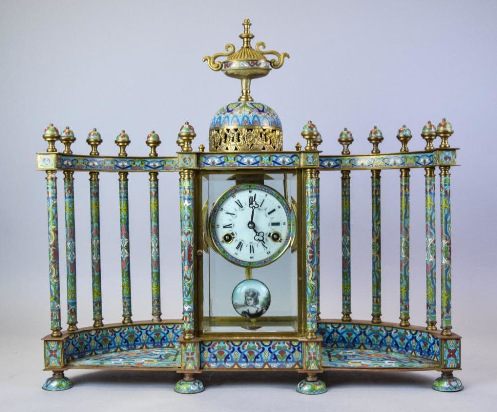 Lot 209: French Style Chinese Cloisonne Colonnade Clock