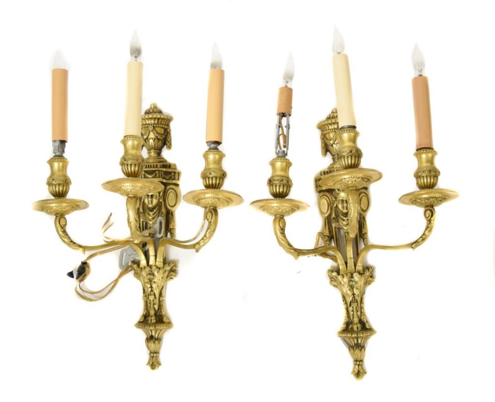 Lot 222: Pair of Gilt Bronze Sconces