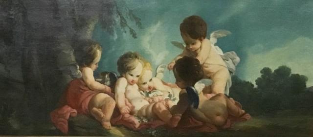 Lot 160: Signed Balucci Oil on Canvas Cherubs