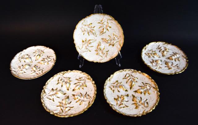 Lot 167: Set of 5 Haviland Limoges Seaweed Oyster Plates