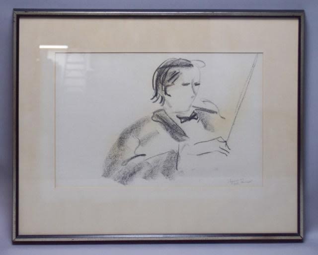 Lot 224: Signed Chapman Charcoal Drawing