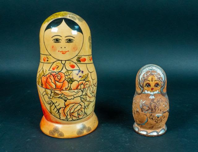 Lot 161: 2 Matryoshka Russian Babushka Nesting Dolls