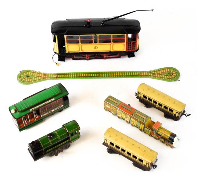 Lot 176: Tin Litho Wind-Up & Friction Trains