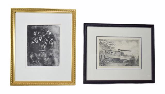 Lot 189: Monotype & Pencil Drawing