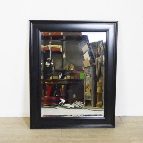 Lot 214: Black Beveled Glass Mirror