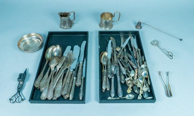 Lot 218: Lot of Silverware and Silverplate