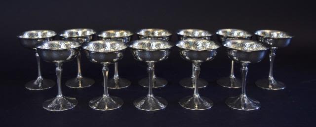 Lot 224: 12 Bernard Rice's Sons Silverplate Champagnes