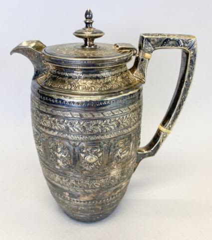 Lot 226: Anglo-Indian Silvered Zodiac Pitcher