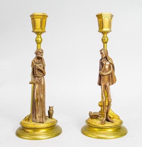 Lot 230: Pair of Bronze Theatrical Candleholders