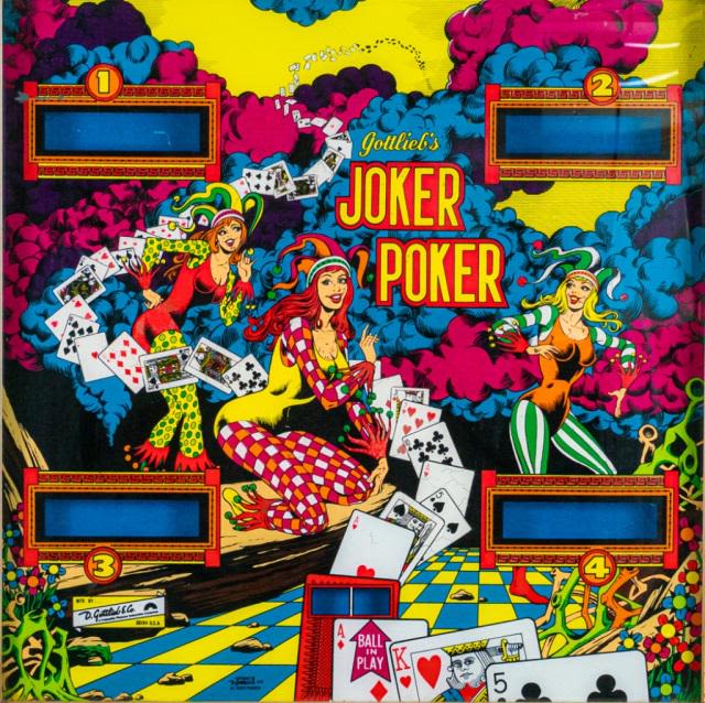 Lot 242: Gottlieb's Joker Poker Pinball Back Glass