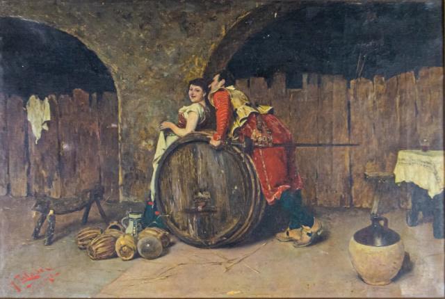 Lot 246: Oil on Canvas Italian Genre Scene