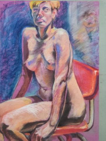 Lot 247: Pastel on Paper Seated Nude