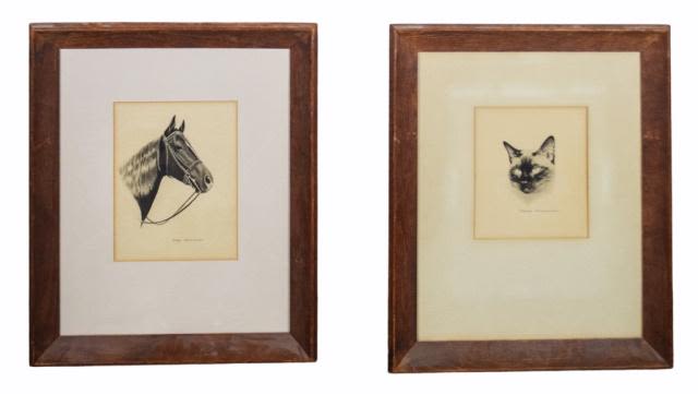 Lot 249: 2 Hermansen Animal Watercolors
