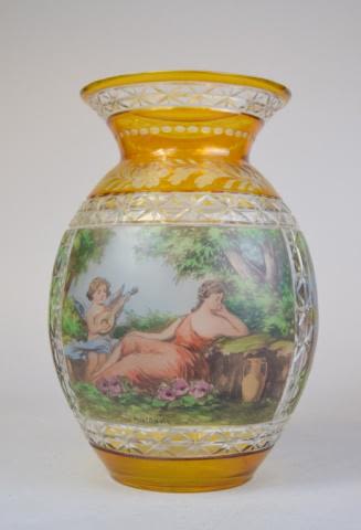 Lot 326: R. Wurtig Hand Painted Bohemian Glass Vase