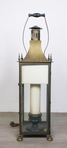 Lot 332: Brass & Glass Lantern Lamp