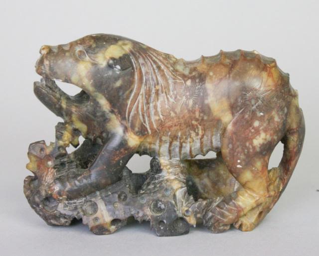Lot 340: Carved Hardstone Lion