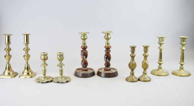Lot 355: Grouping of Brass Candlesticks