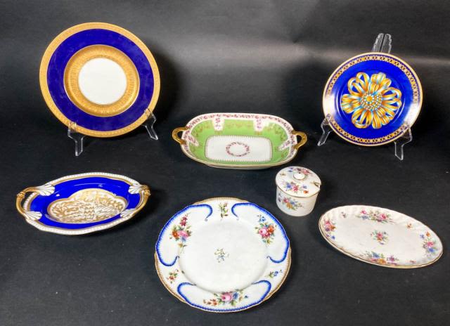 Lot 227: Grouping of Cobalt Blue and Floral Porcelain