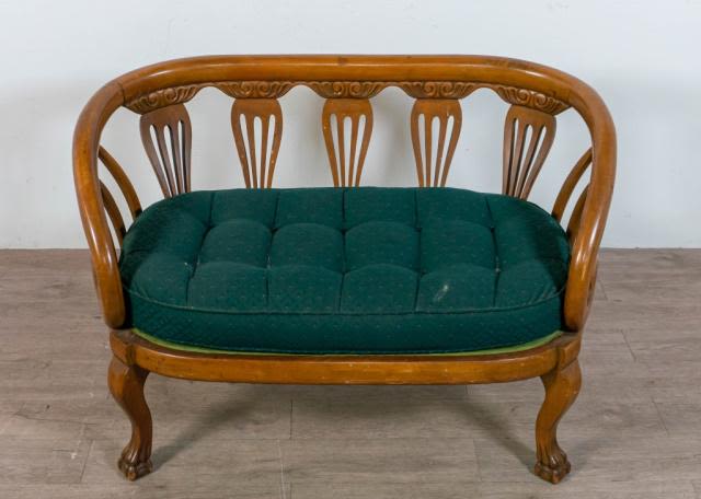 Lot 232: Chippendale Style Oak Settee